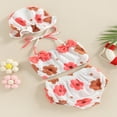 thumbnail image 2 of Baby Girls Three Piece Swimsuits  Floral Print Halter Bikini Set Bathing Suit with Swim Cap, 2 of 7