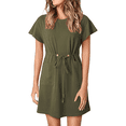 thumbnail image 1 of Women Spring Summer Dresses 2025 Casual Round Neck Ruffle Short Sleeve Flowy A Line Mini Dress with Pockets Moss Green S, 1 of 8