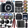 thumbnail image 1 of Canon EOS 77D DSLR Camera with 18-135mm is USM Lens + UV FLD CPL Filter Kit + 4 PC Macro Kit + Wide Angle & Telephoto Lens + Camera Case + Tripod + Card Reader - Intl Model, 1 of 5