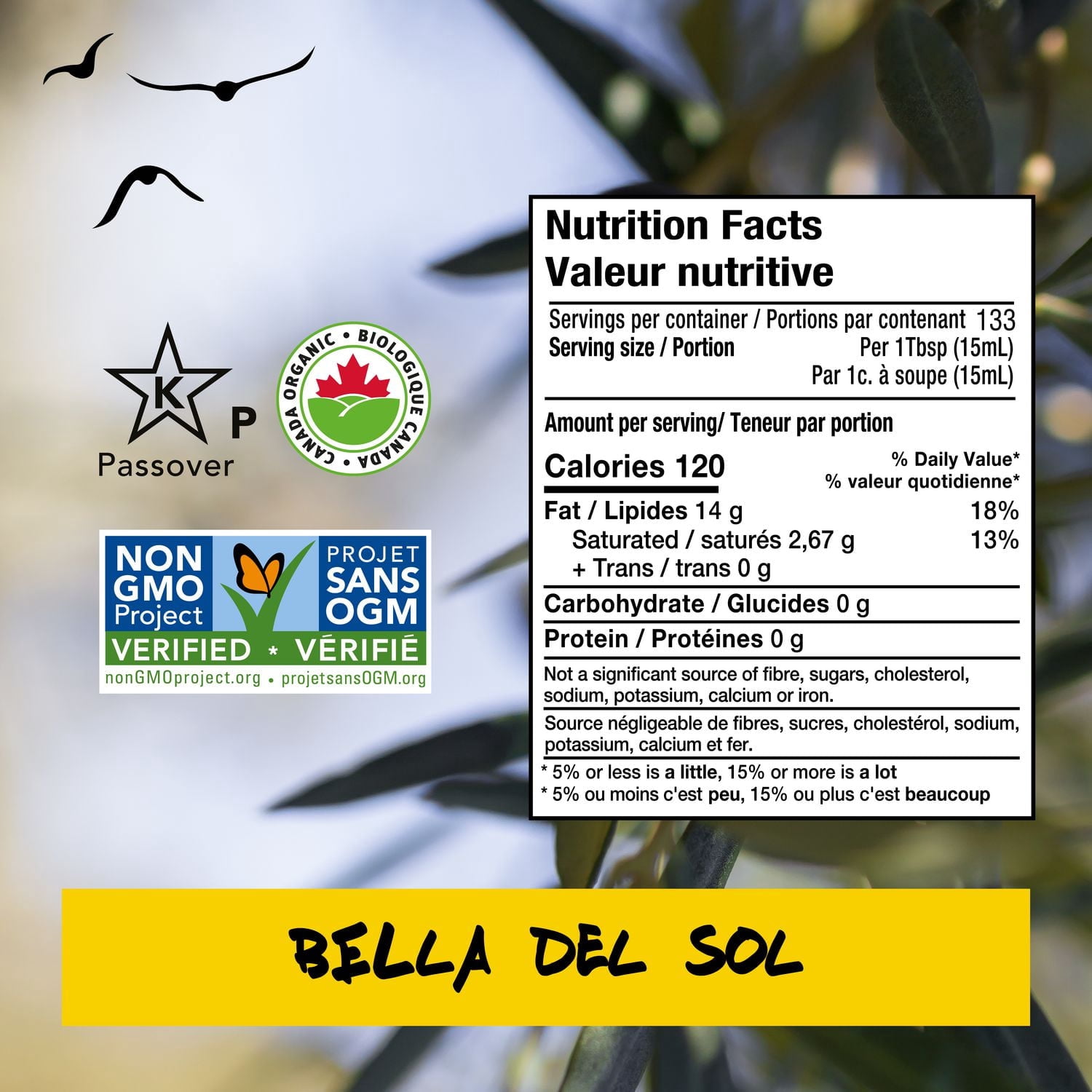 Bella Del Sol Huile D'Olive Extra Vierge Biologique 750ml