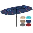 thumbnail image 1 of Costway Double-Sided Patio Umbrella with Color-Changing Flowing Solar LED Lights Crank Lift Navy, 1 of 10