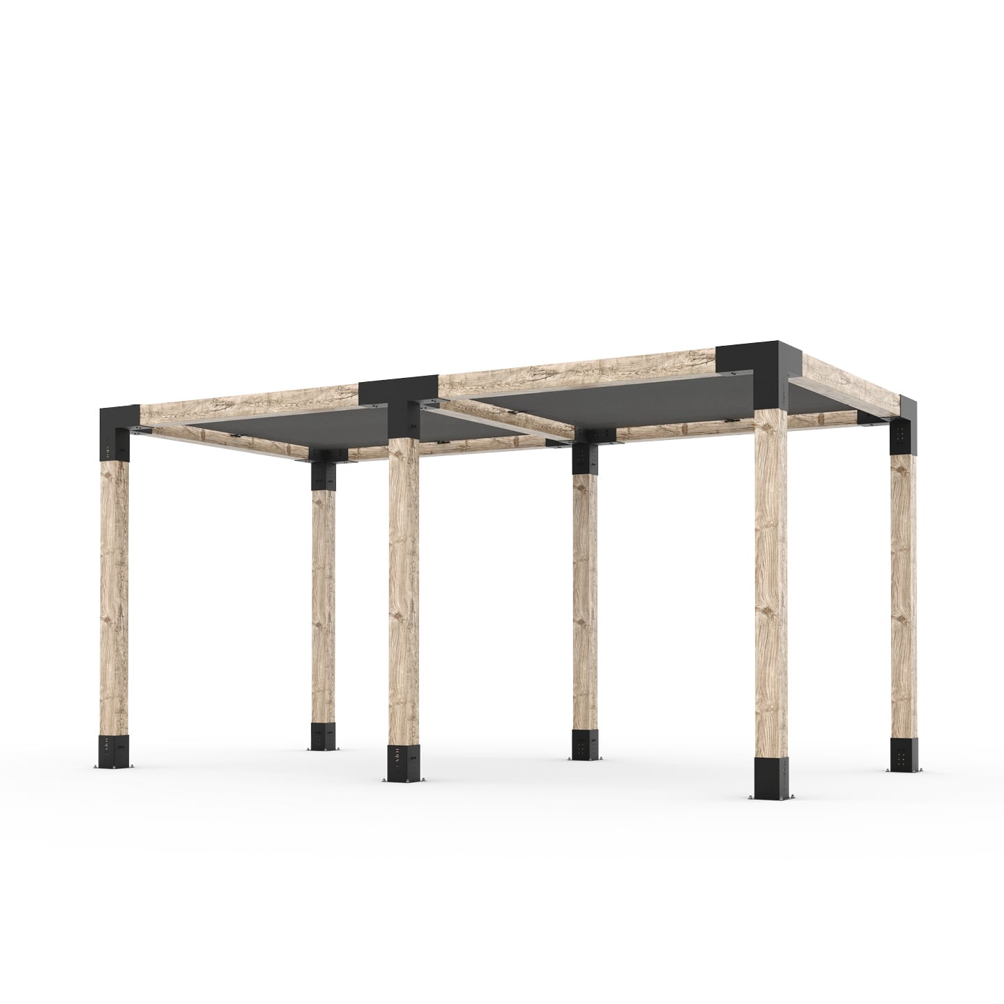 Kit Toja 12' x 22' Double Pergola avec 2 voiles d’ombre pour poteaux en bois 6x6