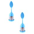 thumbnail image 1 of Oleegame 2 Pcs Infuseur à Thé pour Rangement de Produits, Poignée en Silicone Passoire en Acier Inoxydable avec Plateau d'Égouttement Bleu, 1 of 4