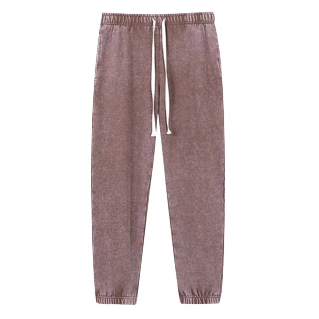 Men's Casual Fashion Washed Solid Color Drawstring Elastic Waistband Pocket Pants