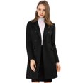 thumbnail image 1 of INSPIRE CHIC Women's Notched Lapel Collar Double Breasted Mid Length Overcoat, 1 of 6