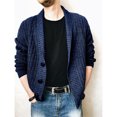 thumbnail image 2 of Leutsin Men's Solid Color Lapel Long-sleeved Single-breasted Sweater Coat, 2 of 3