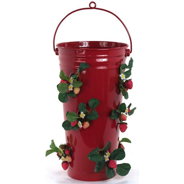 Jardinière Émaillée Galvanisée pour Fraises et Fleurs, Rouge