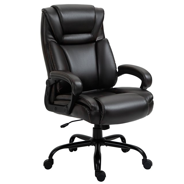 Vinsetto Chaise de Bureau Exécutive en Cuir PU à Hauteur Réglable, Brun