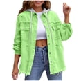 thumbnail image 1 of RXMEKW Womens Shirts Casual, Solid Color Denim Jacket with Detachable Hood, 1 of 9