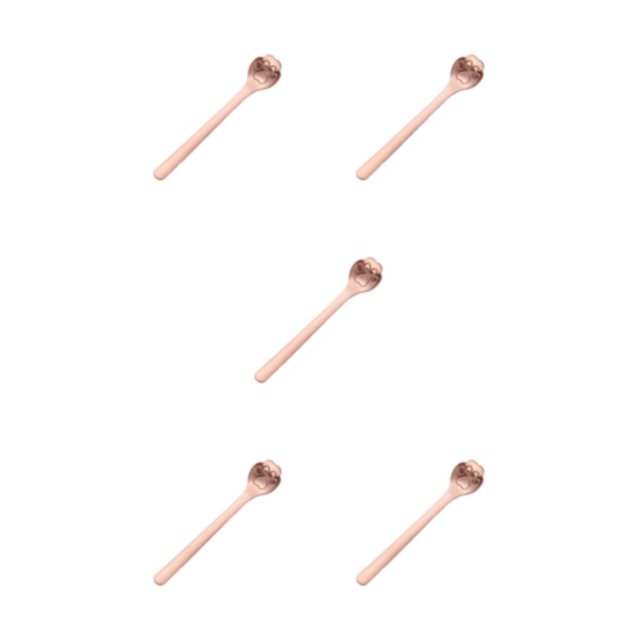 Redempat Cute Tea Spoon Exquisite Stainless Steel Spoon For Tea Drinking Teaware cat paw rose gold 1 5Set