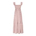 thumbnail image 5 of Robe Maxi à Volants Smockée Sans Manches Col Carré Boho Longue Robe d'Été Plage Vacances, 5 of 5