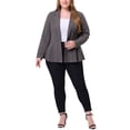 thumbnail image 2 of Agnes Orinda Women's Plus Size Blazer Button Notch Panel Ruffle Peplum Blazers 1X Gray, 2 of 6
