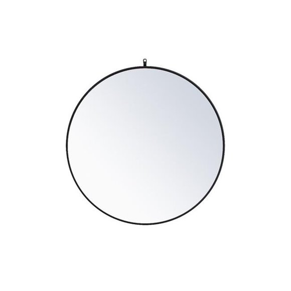 Elegant Decor MR4739BK 39 in. Metal Frame Round Mirror with Decorative Hook, Black