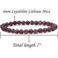 thumbnail image 2 of Bracelet Extensible Unisexe en Perles Rondes de 6 mm avec Pierre Précieuse Lépidolite Violette Naturelle au Lithium Mica 7 Pouces, 2 of 5