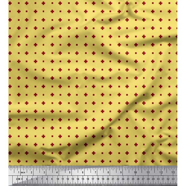 Soimoi Cotton Cambric Fabric Square & Plus Sign Shirting Fabric Prints by Yard 42 Inch Wide