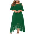 thumbnail image 1 of CHUANK Robes Maxi d'Été Grande Taille pour Invitée de Mariage Robe en Dentelle à Empiècements Épaules Dénudées Longues Robes Manches Courtes, 1 of 7