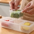 thumbnail image 4 of Fruit Vegetable Produce Storage Saver Containers with Lid & Colander 3 Packs Plastic Fresh Keeper Set | Refrigerator Fridge Organizer | for Salad Berry Lettuce Food Celery, 4 of 9
