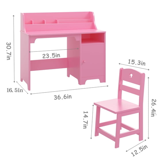 EDTara Study Desk for Kids with Hutch, Storage Cabinet, Wooden Children Study Writing Table,Computer Workstation for Kids Bedroom & Study Room