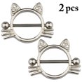 thumbnail image 2 of Nipple Ring Cat Shape 2PCS Stainless Steel Nipple Barbell Body Piercing Jewelry, 2 of 6