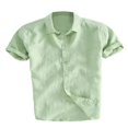 thumbnail image 2 of CHUANK Hommes Lin Manches Courtes Chemises d'Été Décontracté Robe en Vrac Soft Tops Tee M-3XL, 2 of 4