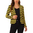thumbnail image 1 of INSPIRE CHIC Blazer à Rayures pour Femme à Revers Cranté, Manches Longues, Boutonné, TP Jaune Noir, 1 of 6