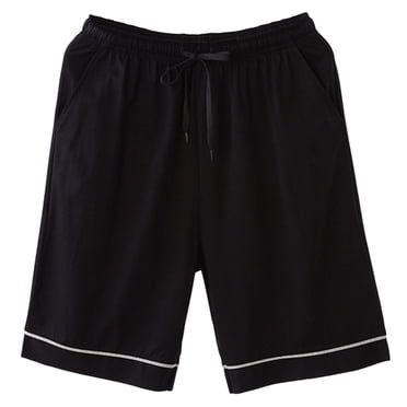 Shorts de Sommeil en Coton pour Homme Grande Taille à Jambe Grand, Shorts de Pyjama avec Poche, Coupe Ample, Confort, Shorts de Pyjama, Pantalon Court, Vêtement de Nuit, Noir, 3TG