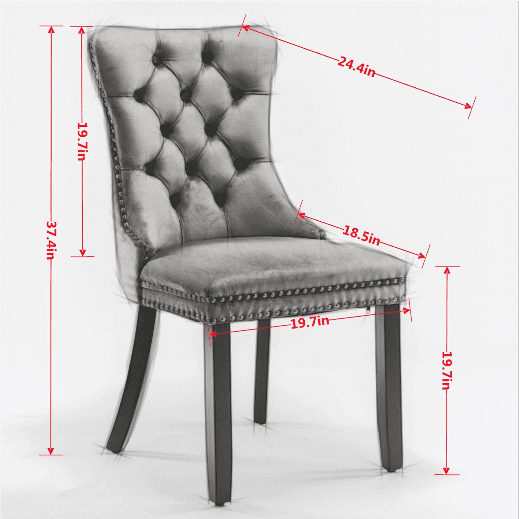 Noble House Velvet Upholstered Dining Chair Set of 2,Tufted with Siller Plated Legs & Nailhead Trim,Blue + Chrome