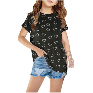 vdgthytj Filles Garçons T-Shirts à Manches Courtes Enfants Hauts d'Été Décontractés Col Rond T-Shirts Graphiques Basiques 3-12 Ans