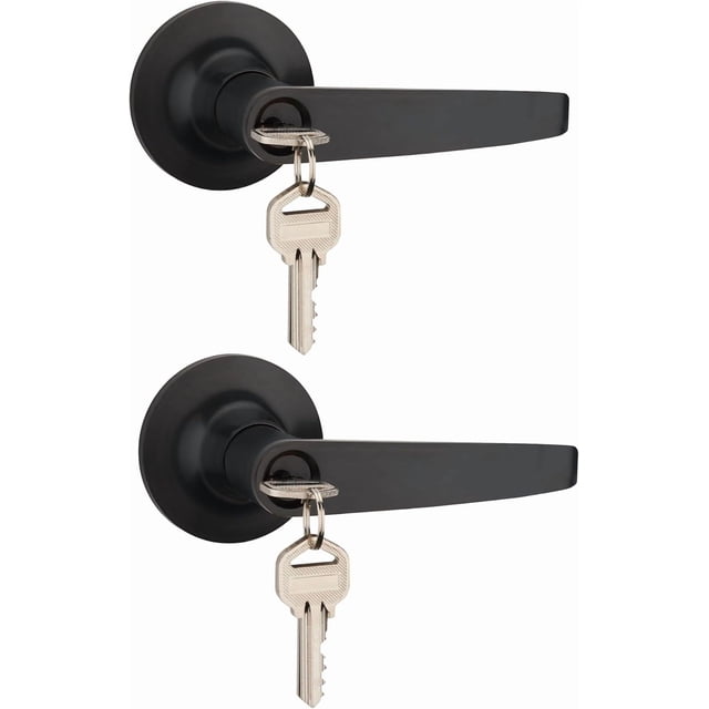 of Lever Keyed Entry Door Lever Handle Lock Universal Door Knob Hardware Nickel Brushed Color (MRCA)