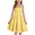 thumbnail image 1 of FAIWAD Dresses for Girls Ruched Layered Adjustment Strap Flowy Cami Dress Kids Girls Party A-line Formal Dresses, 1 of 8