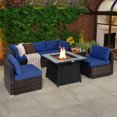 thumbnail image 3 of Costway 7 PCS Patio Furniture Set with 35" Propane Gas Fire Pit Table & Waterproof Cover Navy, 3 of 10