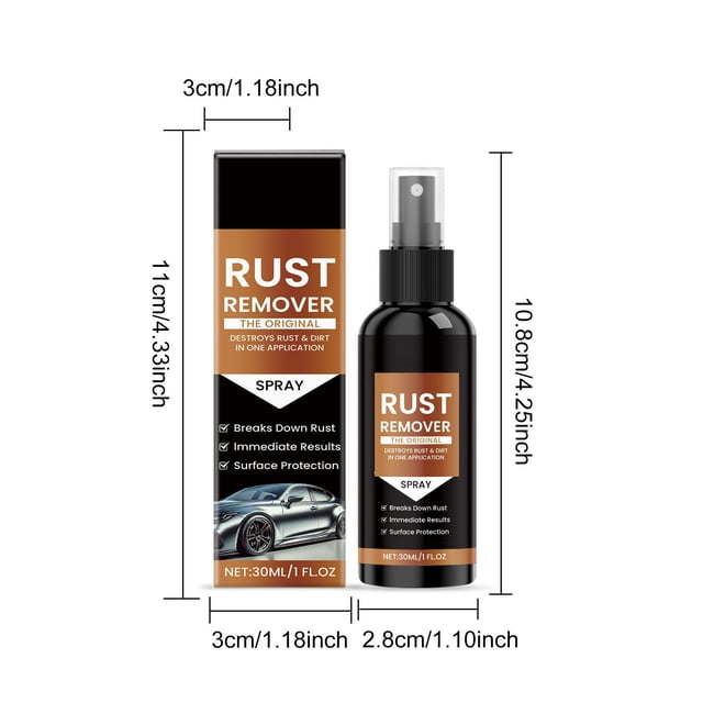 Vaporisateur Antirouille pour Voiture 30 ml - Formule de Chélation des Métaux pour Roues/châssis, Parfum Citron et Protection Sans Danger pour la Peinture