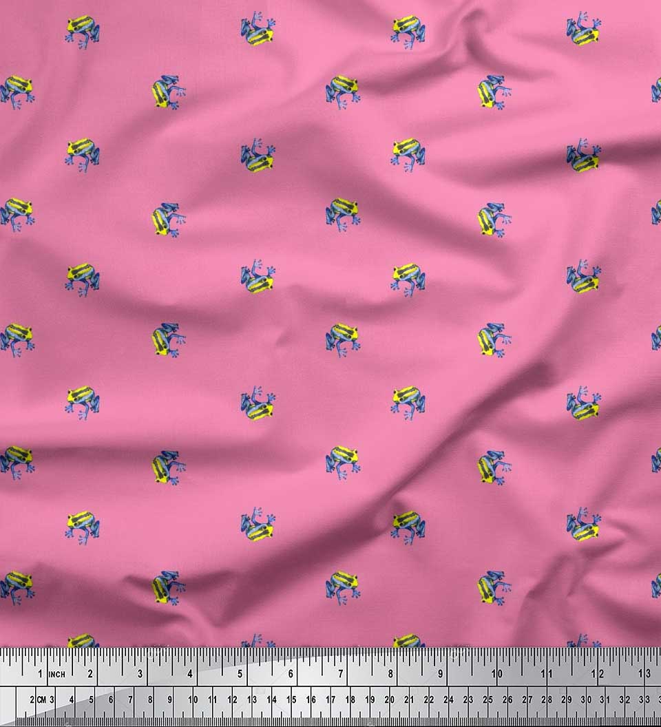 Soimoi Velvet Fabric Frog Animal Print Fabric by The Yard 58 Inch Wide