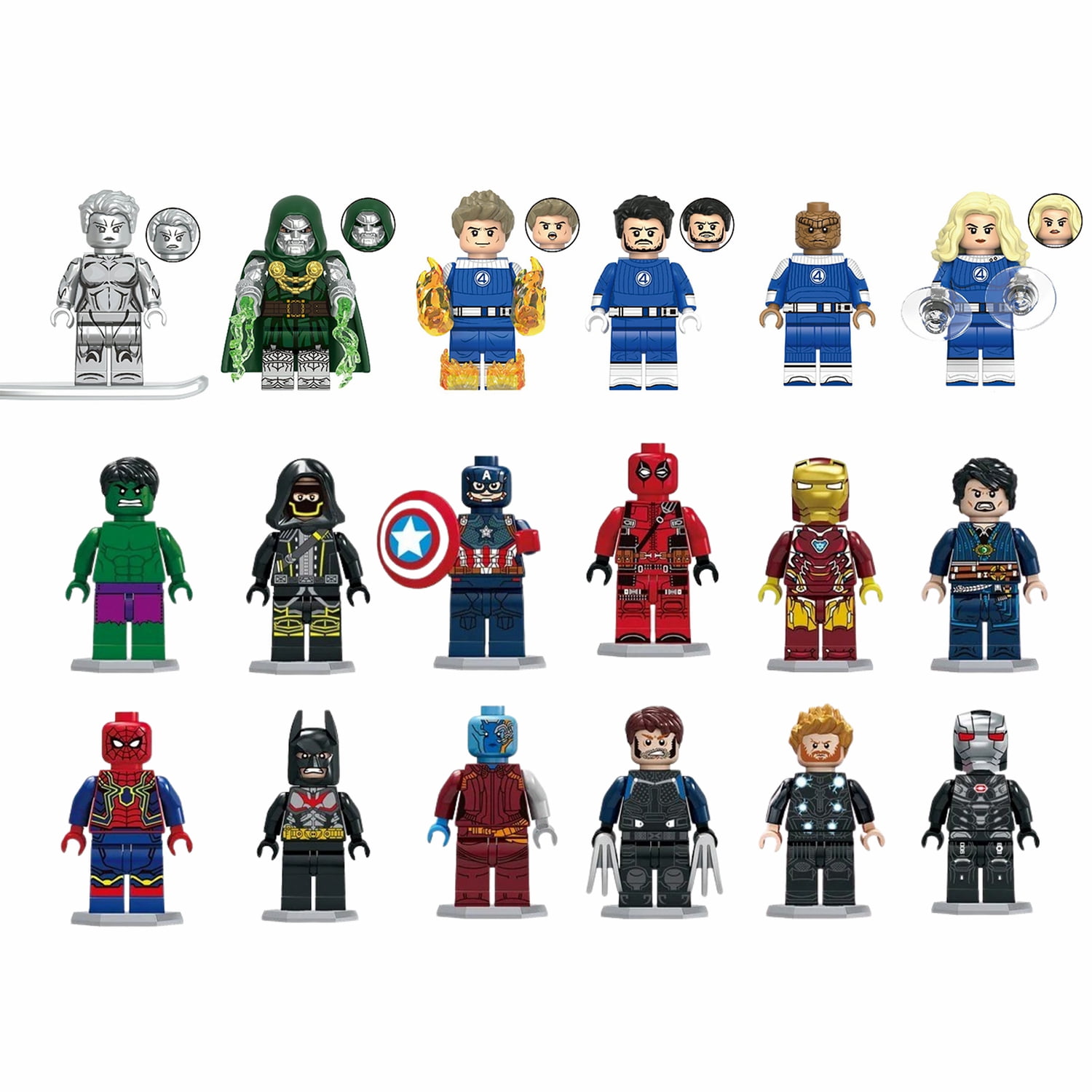 18PCS Super Hero Building Blocks Set, ABS Plastic Action Figures for Creative Play & Collection, OPP Bag Packaging