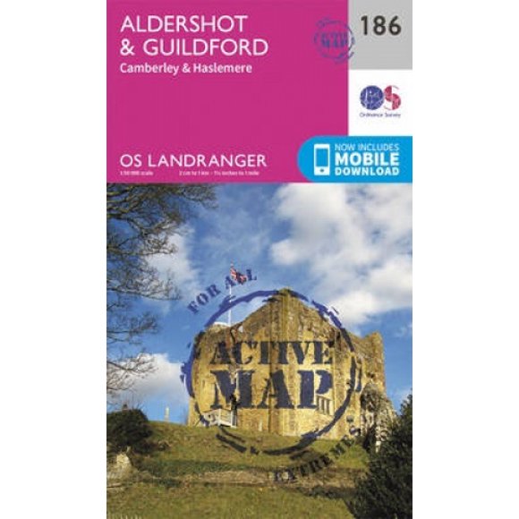 Aldershot & Guildford, Camberley & Haslemere (OS Landranger Active Map)