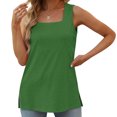 thumbnail image 2 of UPPADA Womens Square Collar Tank Top Ruffled Color Block Striped Tank Tees Summer Casual Loose Fit Sleeveless Shirt Square Neck Tank Top Casual Flowy Beach Tops Past Orders Green,XL, 2 of 6