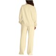 thumbnail image 4 of Pisexur Ensembles Deux Pièces pour Femmes Automne Couleur Unie Chandails à Manches Longues à Col Rond Pantalons de Survêtement Amples à Jambe Grand Ensembles de Survêtement Femmes Tenue 2 Pcs Tenue Décontractée de Voyage Tenues de Vacances pour Femmes, 4 of 8
