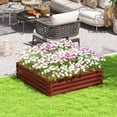thumbnail image 2 of Outsunny 4' x 4' x 1' Galvanized Raised Garden Bed, Dark Brown Wood Effect, 2 of 10