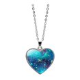 thumbnail image 1 of Solar System Planet Galaxy Double Sided Glass Universe Heart Pendant Necklace, 1 of 9