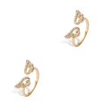 thumbnail image 1 of Transemion Women Ring Crystal Adjustable Open 18K Gold Plated Rings Wedding Girls Jewelry Sparkling Rhinestone Personalized Gift Type 1 2Set, 1 of 6
