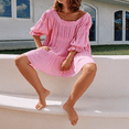 thumbnail image 3 of Solid Color Loose Long Sleeve Dress with Ruffles for Women Maternity, 3 of 6