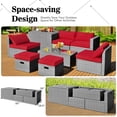 thumbnail image 4 of Costway Ensemble de Mobilier de Terrasse en Rotin 8 Pcs Housse de Rangement Imperméable Coussin Rouge, 4 of 10