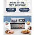 thumbnail image 3 of KFFKFF Ice Cream Machine with Integrated Compressor, 2 Quart Non-Prechill Fruit and Yogurt Device, Stainless Steel Electric Frozen Dessert Creator, 3 Setting Gelato Producer, Silver, 3 of 9