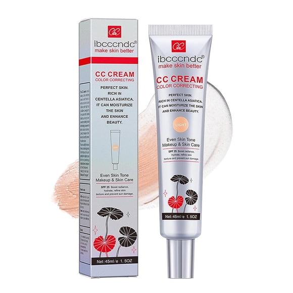 Color Correcting CC Cream,Hydrating CC Cream Foundation with Centella Asiatica Multi-Purpose Pre-makeup Primer Moisturizing Facial Concealer Full-Coverage CC Cream