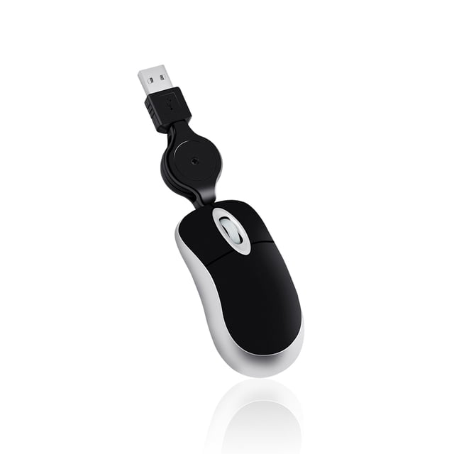 Youkk Computer Ultra-lightweight Mouse Wired Optical 1000 DPI Universal Telescopic Retractable Ergonomic Design Gaming Mice for Kids Black