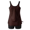 thumbnail image 5 of RKSTN Tankini Swimsuits for Women Summer Fashion Solid ColorConservative Two Piece Set Bathing Suits with Boyshorts Loose Plus Size Round Neck Sleeveless Pleated Swimsuits, 5 of 5