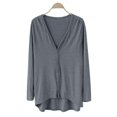 thumbnail image 1 of Breezora Ladies V Neck Modal Asymmetrical Long Sleeve Open Front Cardigan Sweater Dark Gray, 1 of 8