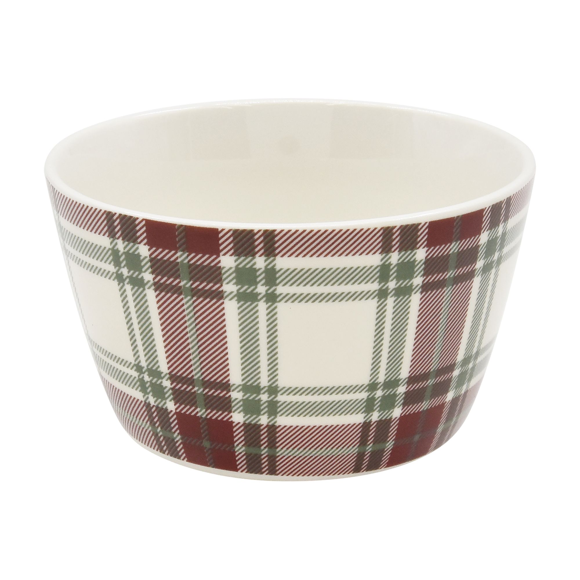 Holiday Time Cranberry Spice Collection Red Green Plaid & Berries Festive Bowl Set, 10.5 fl oz, Stoneware, 2-pack