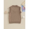 thumbnail image 4 of FOCUSNORM Toddler Sweater Vest Lightweight Sleeveless V Neck Solid Color Pullover Knitted Tank Tops, 4 of 9