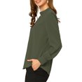 thumbnail image 4 of INSPIRE CHIC Women's Stand Collar Pleated Button Keyhole Button Blouse, 4 of 5